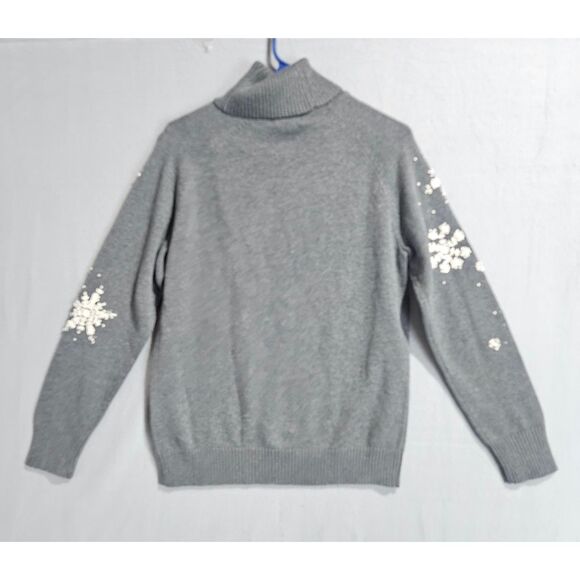 Eddie Bauer Tall Angora Blend Sweater Gray Snowflake Embroidered Sz Medium Tall - Picture 3 of 7